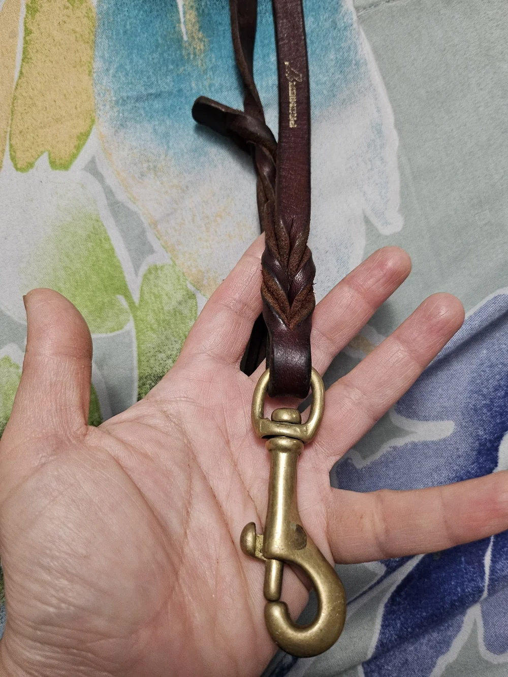 Brown Leather Dog Leash with Brass Snap